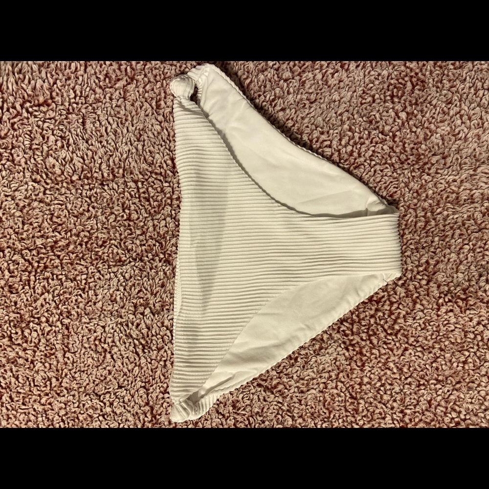 Ribbed White Swim bottoms